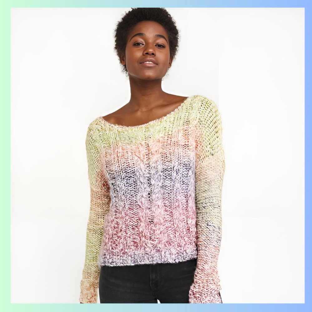 Abercrombie & Fitch wool blend rainbow cable knit pullover sweater (size S)